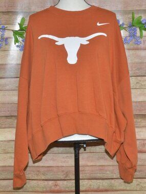 Nike Texas Longhorns Oversized Crop XL Legacy Logo Sweatshirt Dolman Sleeve
